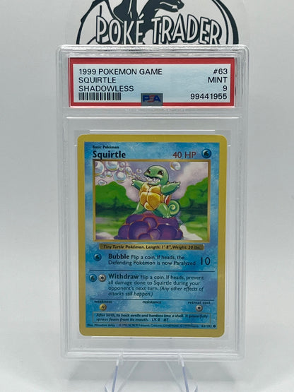 Squirtle #63 - Base Set (Shadowless) - PSA 9