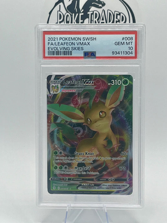 Leafeon VMAX #8 - Evolving Skies - PSA 10