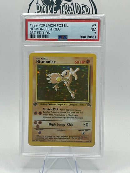 Hitmonlee #7 - Fossil (1st Edition) - PSA 7