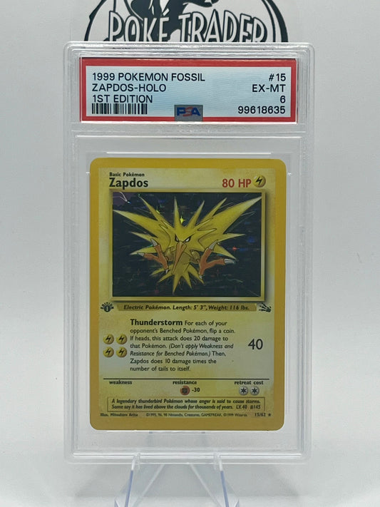 Zapdos #15 - Fossil (1st Edition) - PSA 6